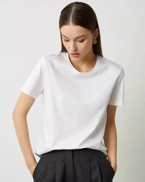 Silk-Cotton-Modal O-Neck Short Sleeve Tee