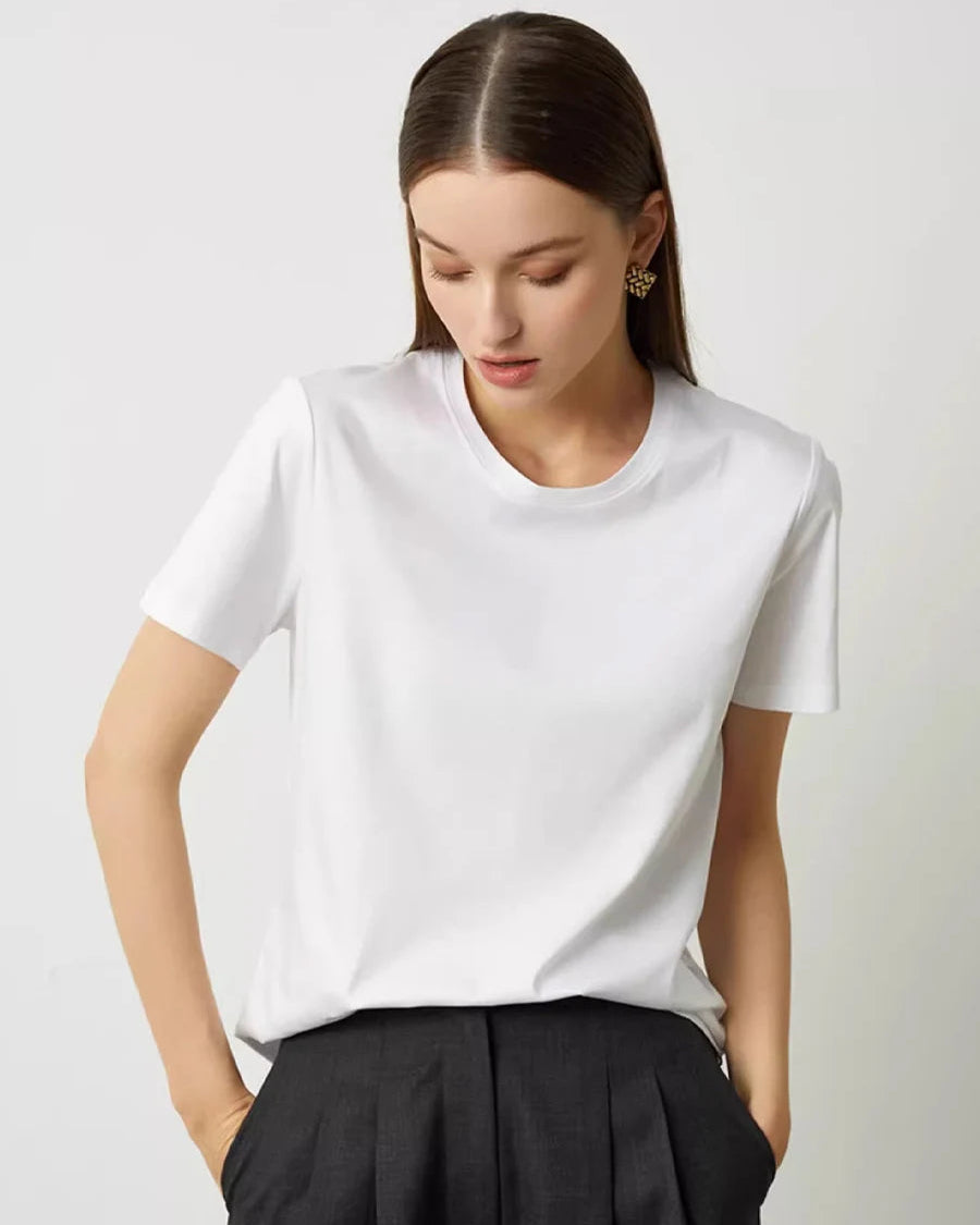 Silk-Cotton-Modal O-Neck Short Sleeve Tee