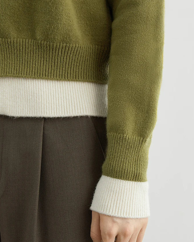 Contrast Trim V-Neck Knit Cardigan
