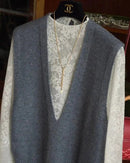 Deep V-Neck Wool Vest