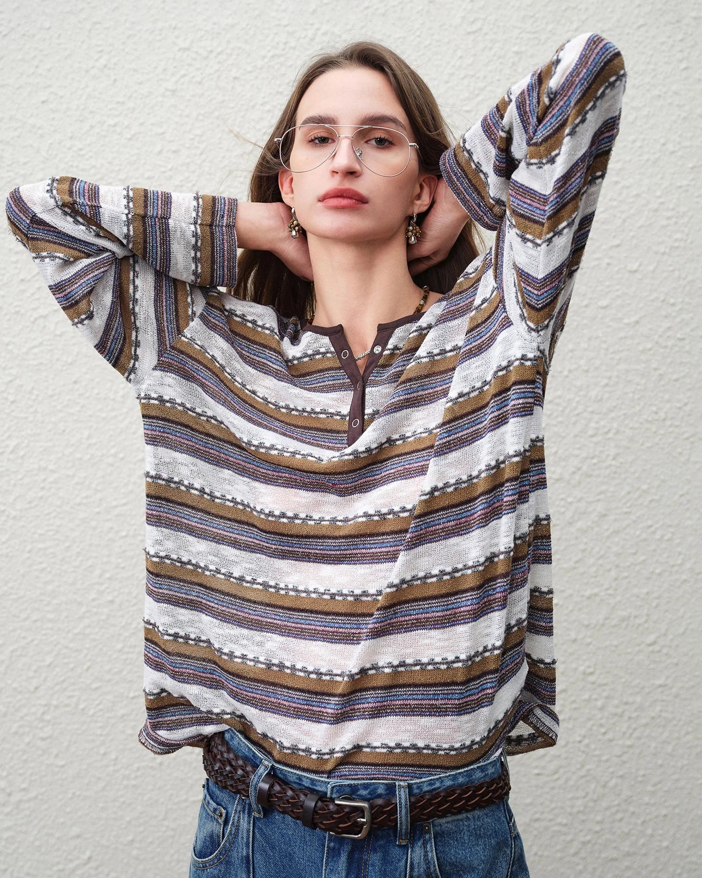 Loose-Fit Drop-Shoulder Striped T-Shirt