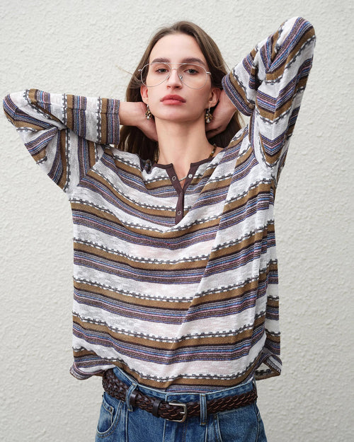 Loose-Fit Drop-Shoulder Striped T-Shirt