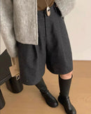 High Waist Loose Pockets Straight Shorts