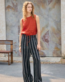 Linen Drawstring Crew Neck Cropped Vest