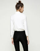 Solid Color Collar Tie Single-Breasted Shirt