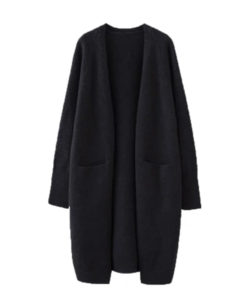 Relaxed Open-Front Knitted Longline Cardigan