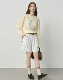 Puppy Letter Print Loose Long-Sleeve T-Shirt
