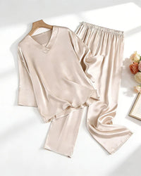 Silk Satin V-Neck Lounge Suit