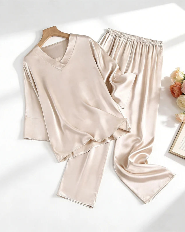 Silk Satin V-Neck Lounge Suit