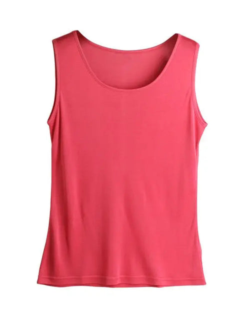 Silk-Viscose Jersey O-Neck Knit Sleeveless Tank Top