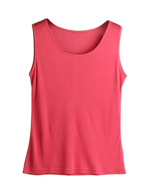 Silk-Viscose Jersey O-Neck Knit Sleeveless Tank Top