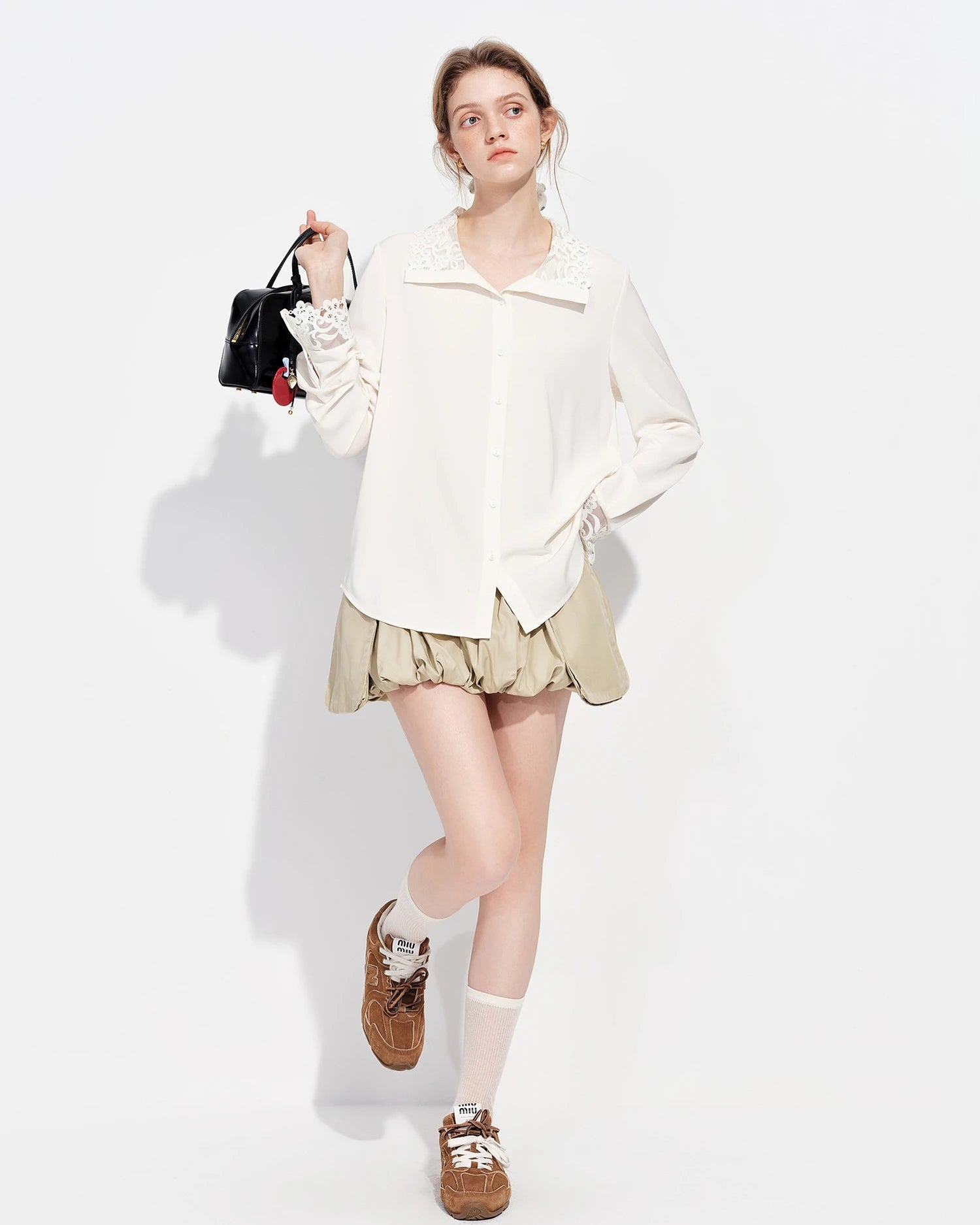 Lace-Trimmed Single-Breasted Shirt