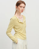 Lace-Trimmed V-Neck Knit Sweater