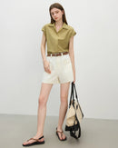 Collared Knit Short-Sleeved Shirt