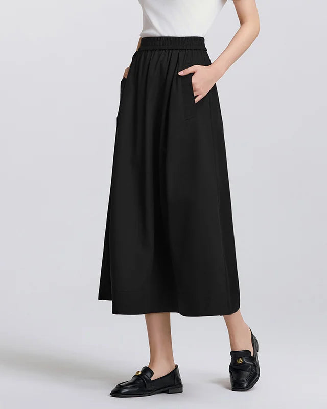 Relaxed Cotton Tencel A-Line Skirt