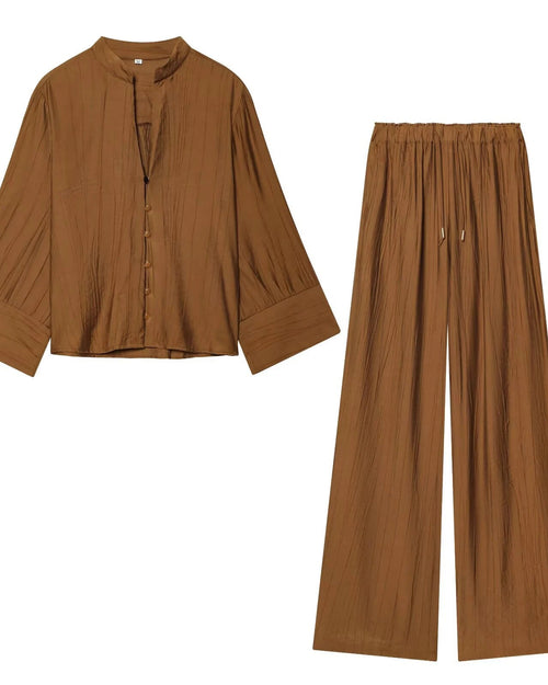 V-Neck Shirt & Wide-Leg Pants Set