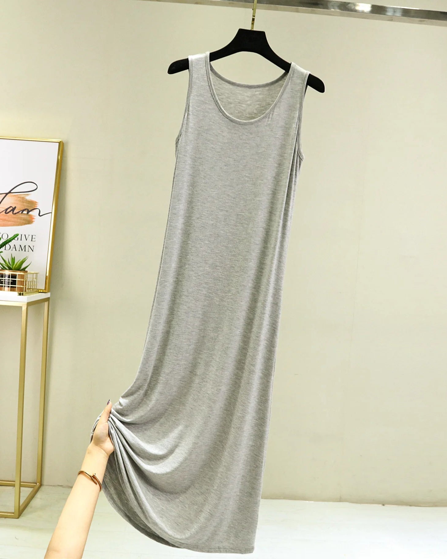 Modal Sleeveless Mid-Calf Sleep Dress