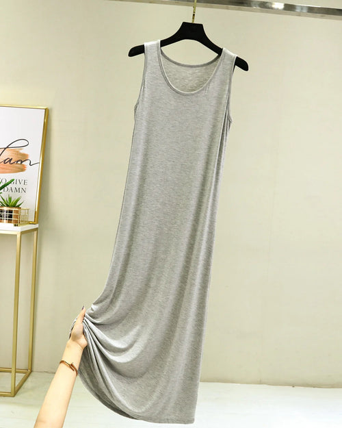Modal Sleeveless Mid-Calf Sleep Dress