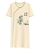 Vintage Print Short Sleeve Cotton Sleep Dress