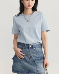 Solid Cotton Relaxed Crew Tee