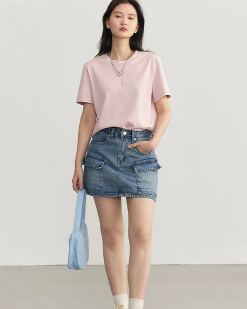 Solid Cotton Relaxed Crew Tee