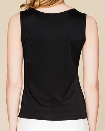 Silk-Viscose Jersey O-Neck Knit Sleeveless Tank Top