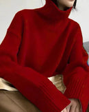 Loose High Neck Wool Pullover Sweater