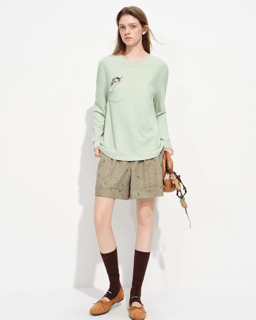 Loose-Fitting Embroidered Sun Protection T-Shirt