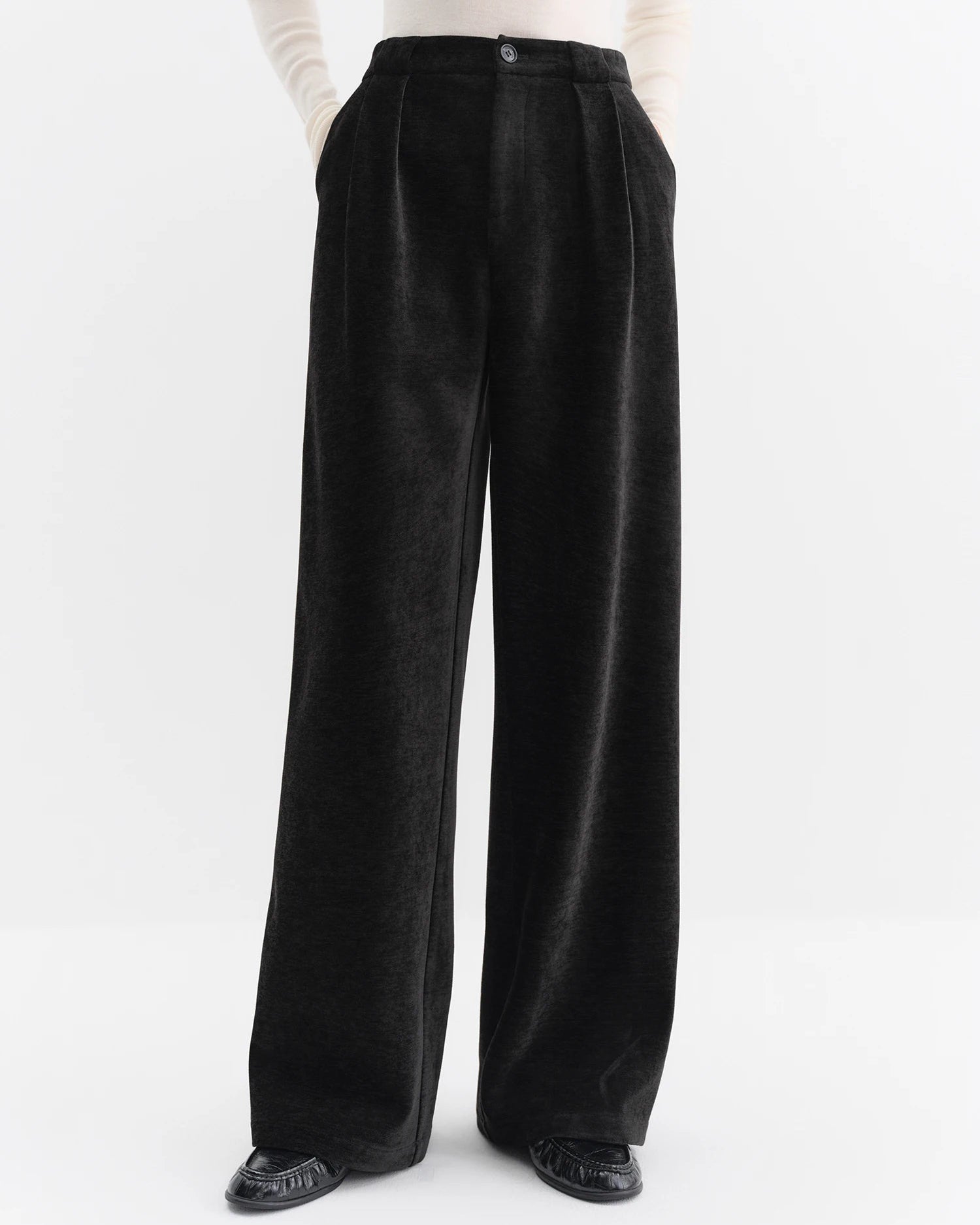 High-Waisted Straight-Leg Knit Pants