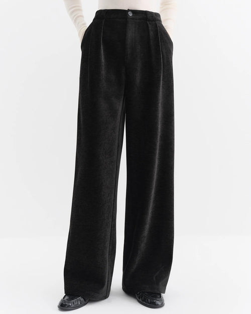 High-Waisted Straight-Leg Knit Pants