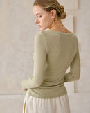 Off-The-Shoulder Slim-Fit Long-Sleeved T-Shirt