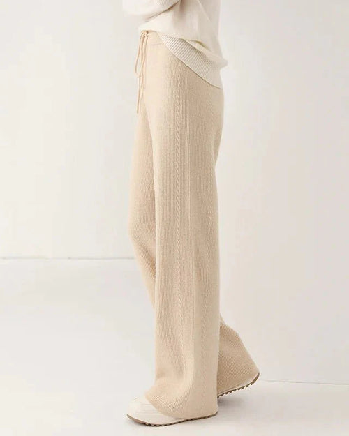 100% Merino Wool Knitted Wide Leg Trousers
