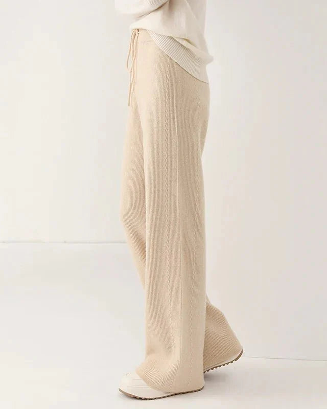100% Merino Wool Knitted Wide Leg Trousers