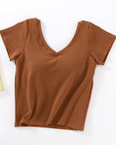V-Neck Sleep Top with Built-In Chest Pad
