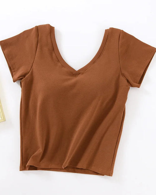 V-Neck Sleep Top with Built-In Chest Pad