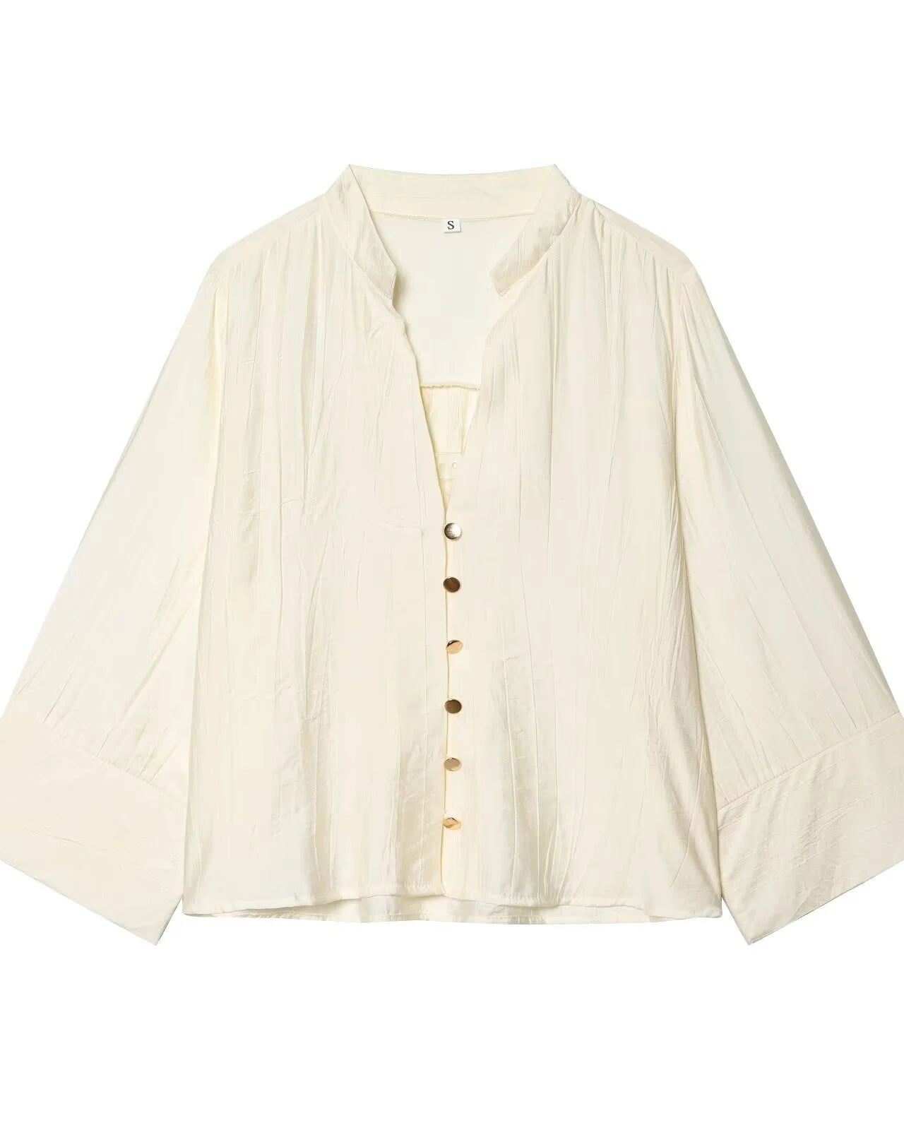 Loose V-Neck Long-Sleeve Shirt