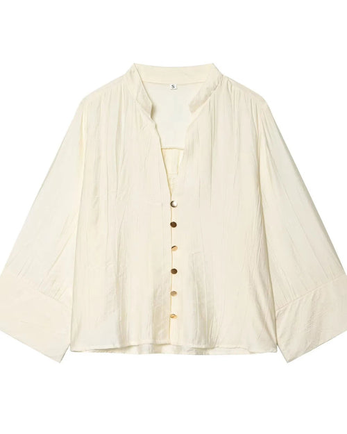 Loose V-Neck Long-Sleeve Shirt