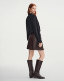 Flare Sleeve Turtleneck Stretch Top