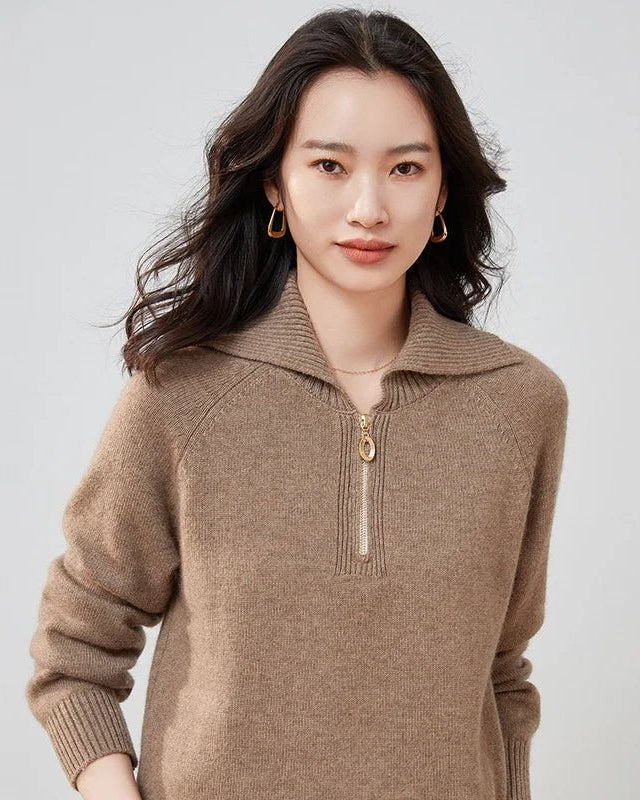 Pure Cashmere Half-zip Collar Jumper