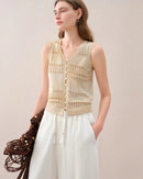 Relaxed-Fit Knitted Sleeveless Vest