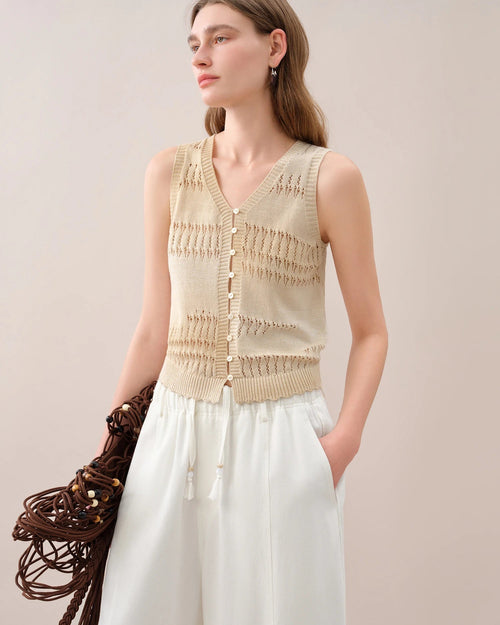 Relaxed-Fit Knitted Sleeveless Vest