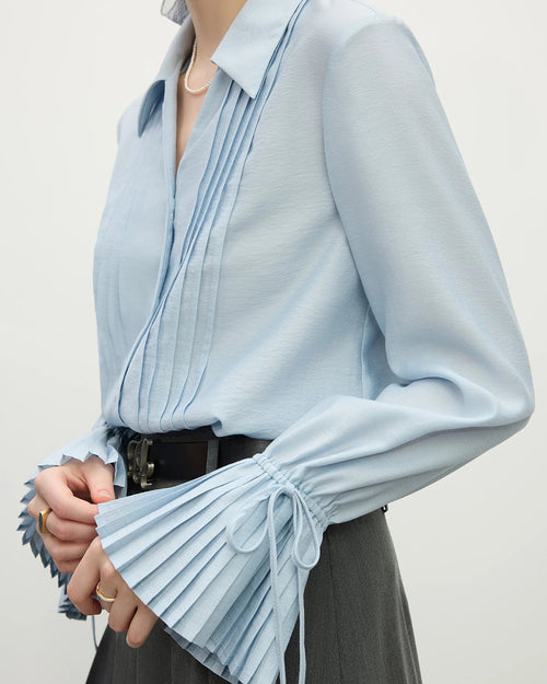 Versatile Pleated Long Sleeve Chic Shirt
