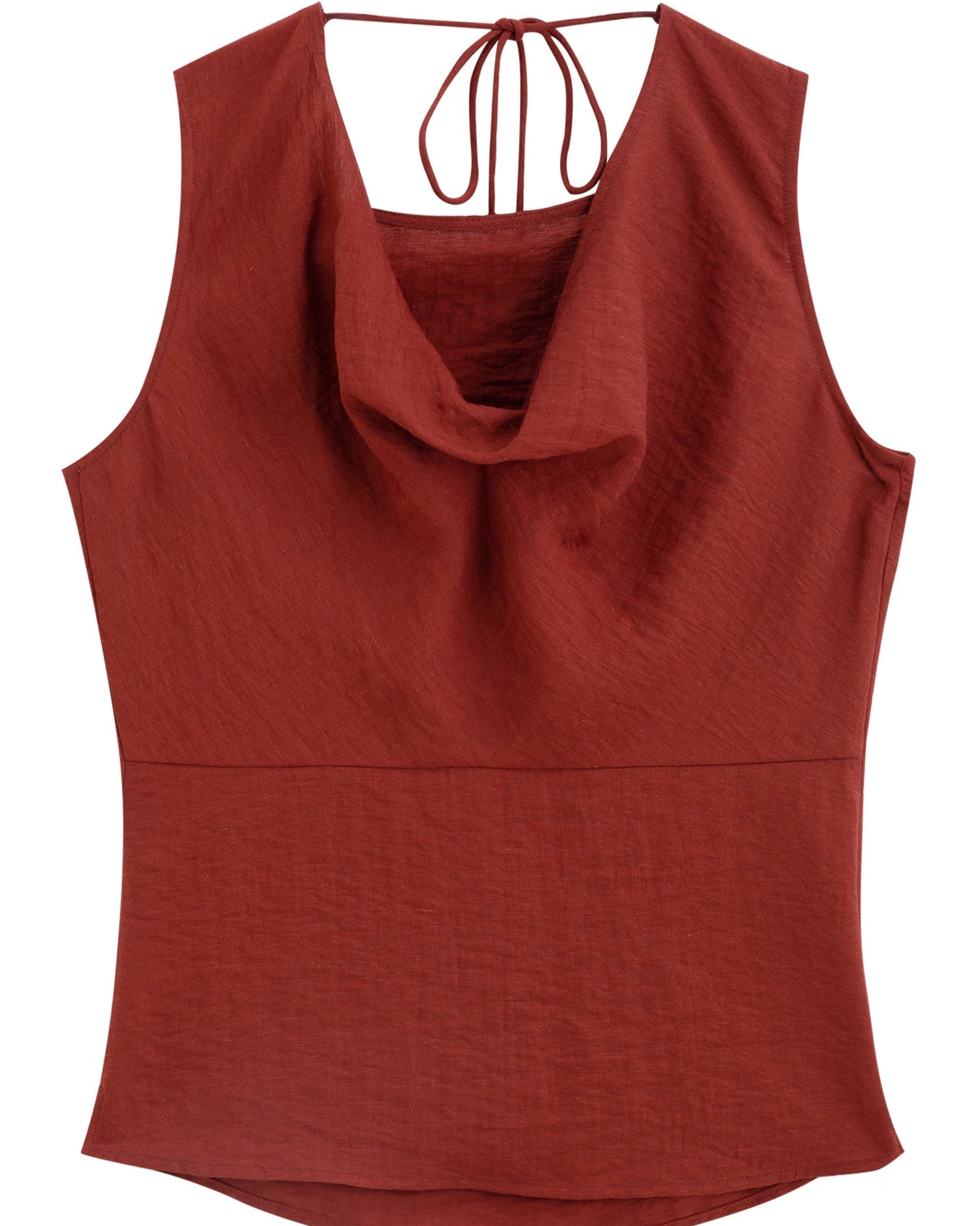 Linen Blend Sleeveless Crew Neck Vest