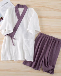 Cotton Crepe Short-Sleeve Pajama Set