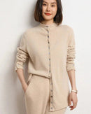 Cashmere Knitted Causal Stand-up Collar Cardigan