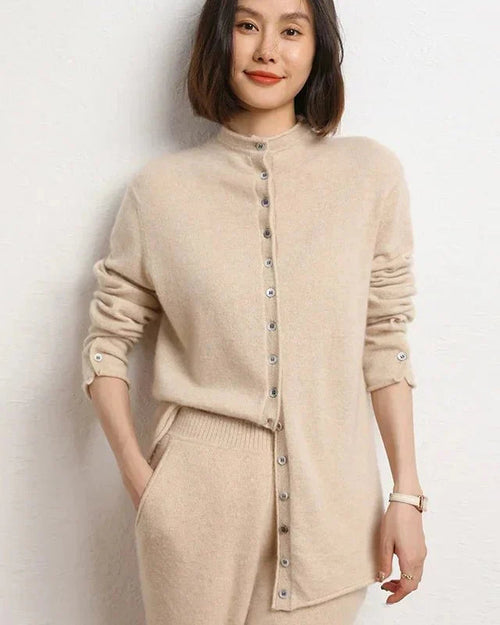 Cashmere Knitted Causal Stand-up Collar Cardigan