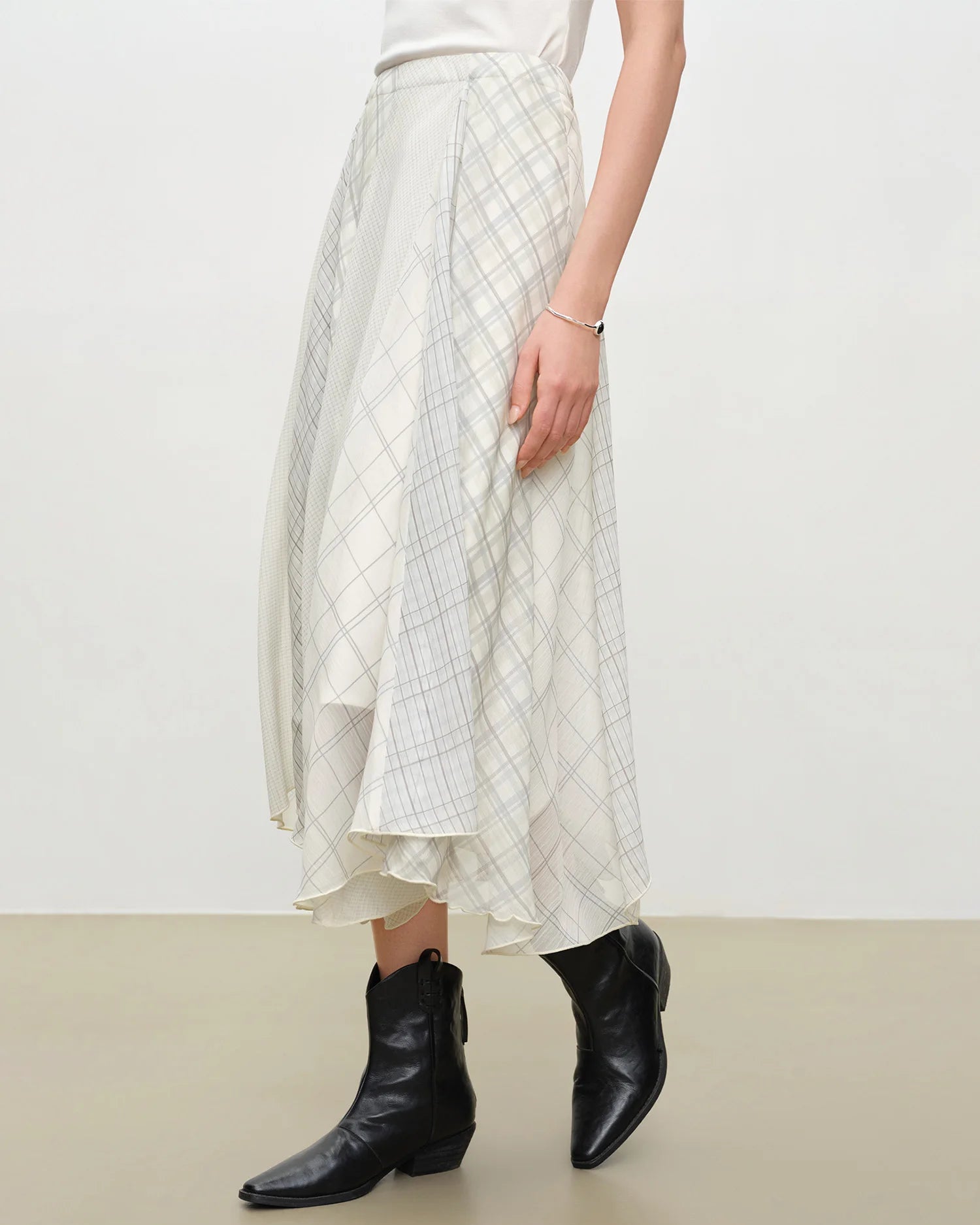 Chiffon Patchwork High-Waisted A-Line Skirt