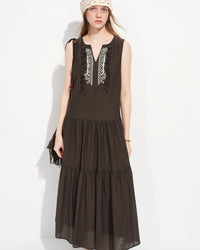 V-Neck Sleeveless A-Line Maxi Dress