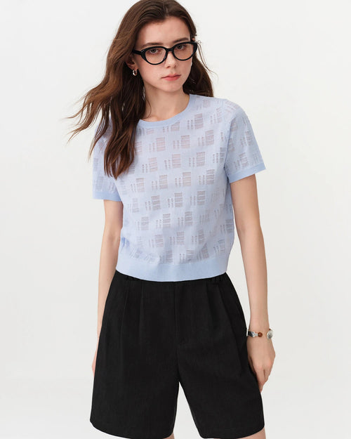 Premium lightweight short-sleeve knit t-shirt crafted for a breezy fit, offering a modern silhouette and versatile comfort for your lounging needs or daily activities.