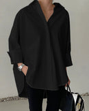 Oversized Turn-Down Collar High-Low Shirt